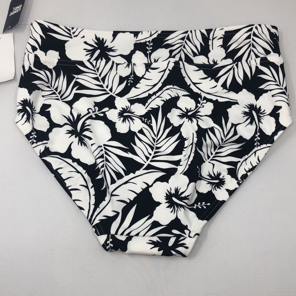 NWT Lands' End Tankini Set Size XS (2-4) Black White Floral Tummy Control - Picture 9 of 14